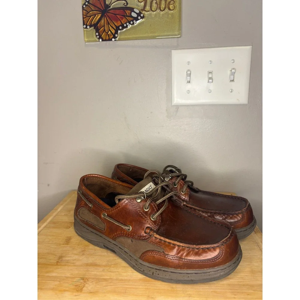 Sebago Clovehitch II Mens Brown Leather Boat Shoes Size 8.5 W B24343